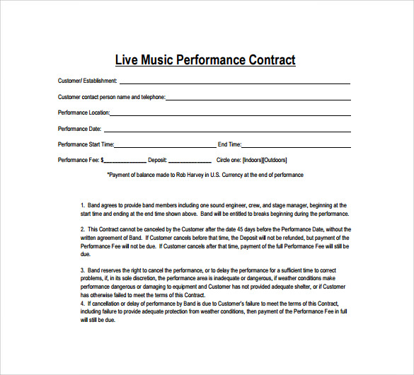 Music Contract Template 10+ Download Documents in PDF