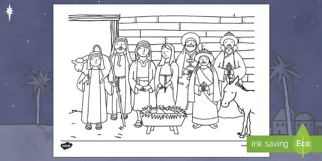 Christmas Story Stable Coloring Page Teacher Made