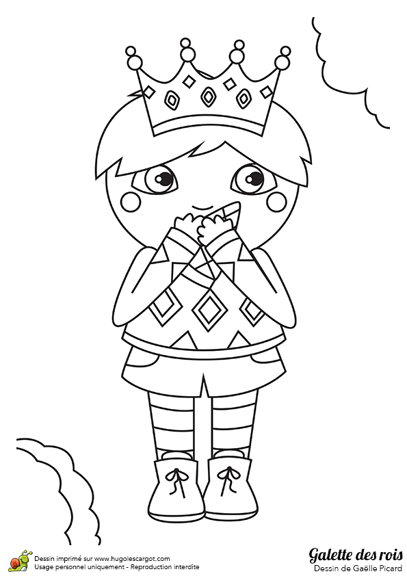 Dessin à colorier d’un petit garçon qui mange une galette des Rois