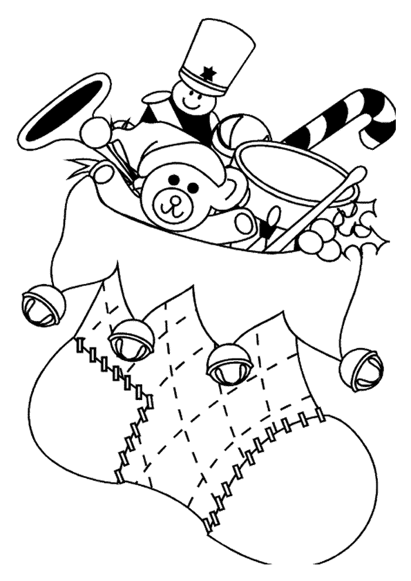Coloriage cadeaux noel botte sur