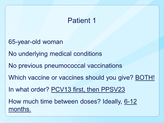 Pneumococcal Vaccination Applying the ACIP Algorithms