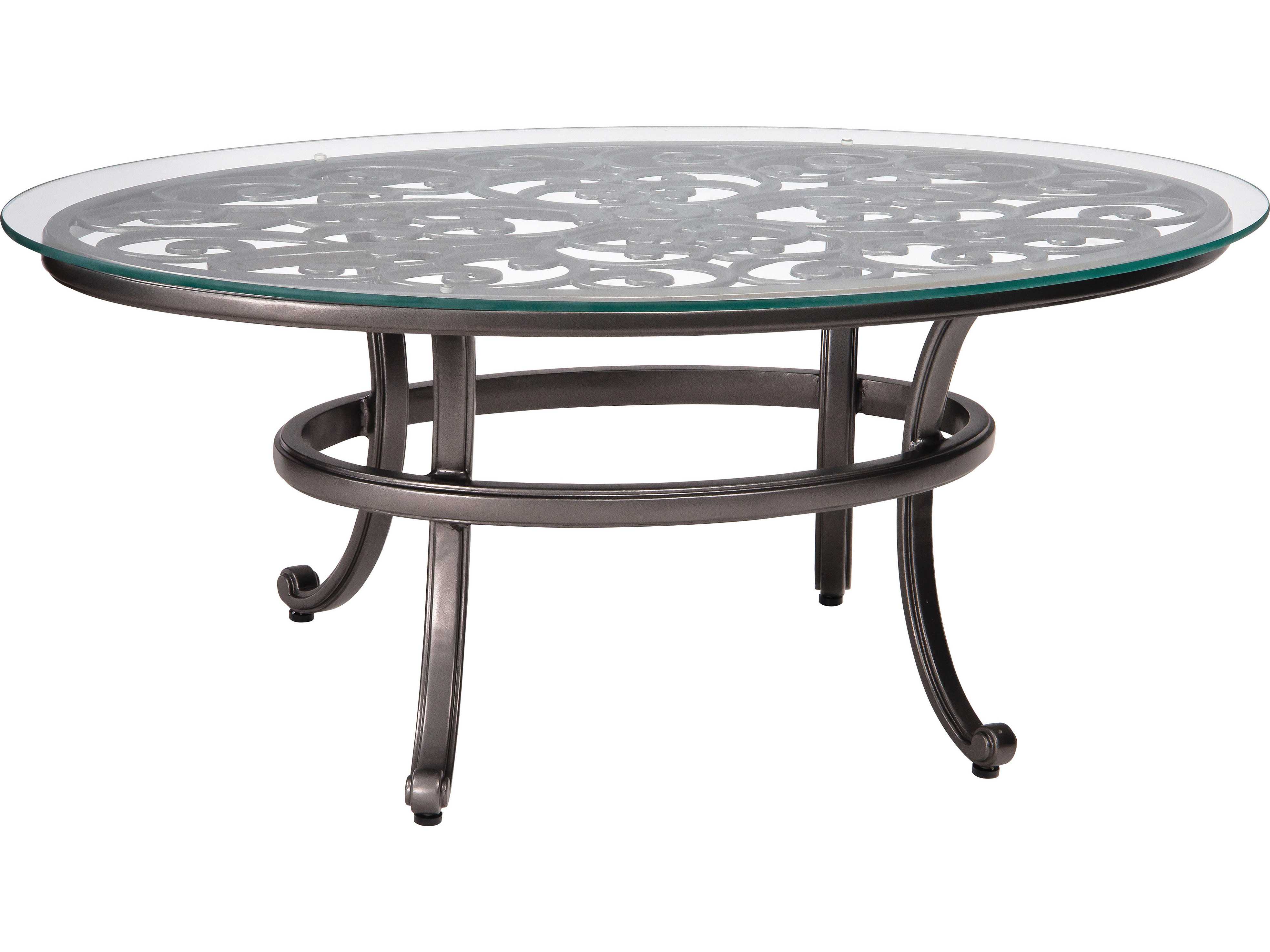 Woodard New Orleans Cast Aluminum 52 x 28 Round Glass Top