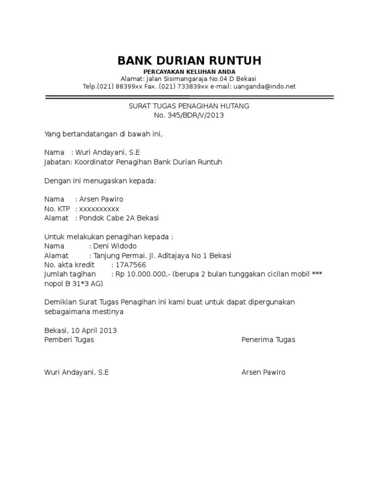 Contoh Surat Kuasa Penagihan Hutang Piutang - Kumpulan Contoh Surat dan  Soal Terlengkap