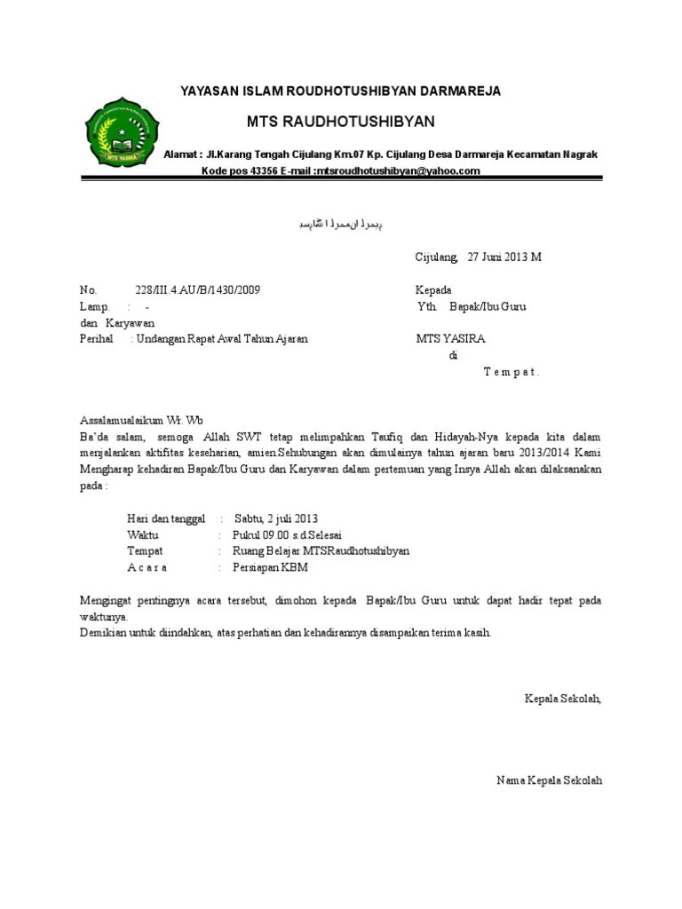 Kawan Belajar: Contoh Format Surat Undangan Rapat Guru.doc / Contoh Surat  Undangan Rapat Guru Di Sekolah Sample Surat Undangan - Contoh surat undangan  resmi yang baik dan benar.