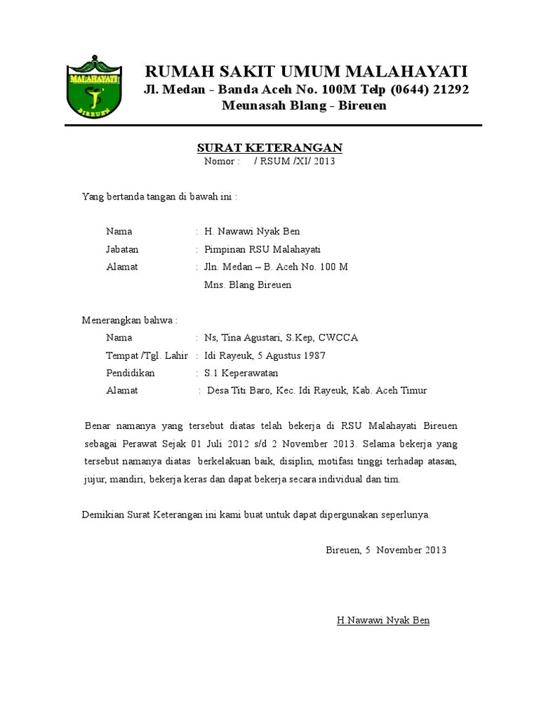 Contoh Surat Keterangan Kerja Asisten Apoteker - Kumpulan Contoh Surat dan  Soal Terlengkap