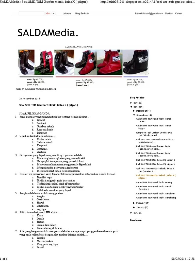 Contoh Soal Gambar Teknik Sepeda Motor - Kumpulan Contoh Surat dan Soal  Terlengkap