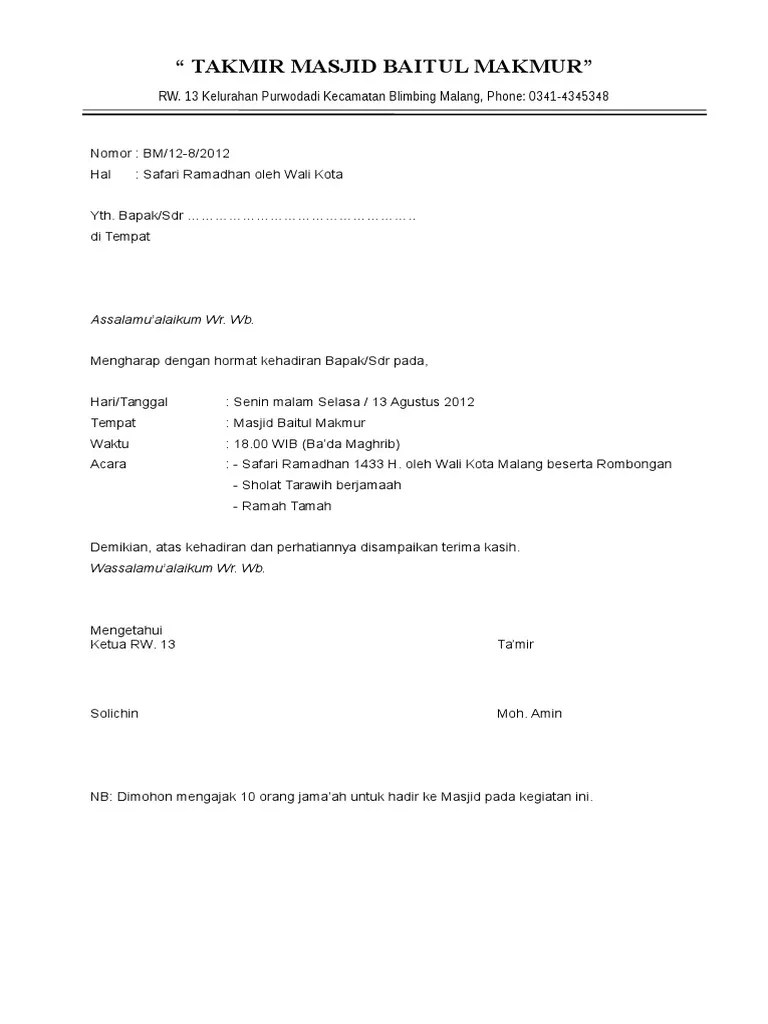 Contoh Safari Ramadhan