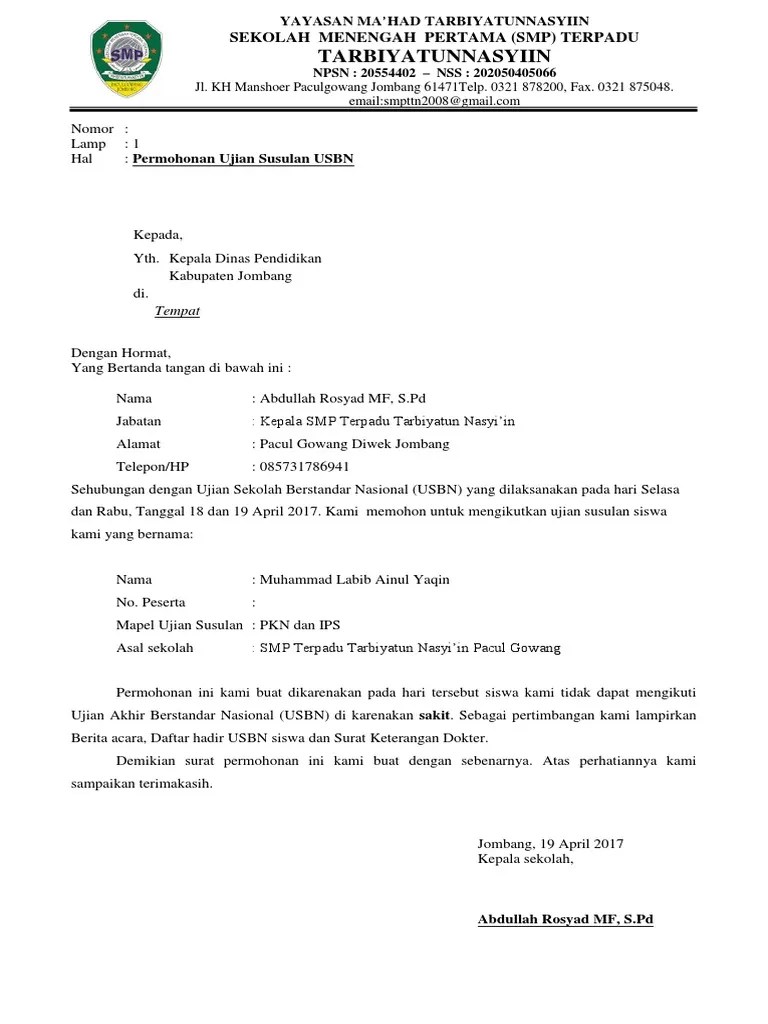 Contoh Surat Izin Sakit Susulan - Kumpulan Contoh Surat dan Soal Terlengkap