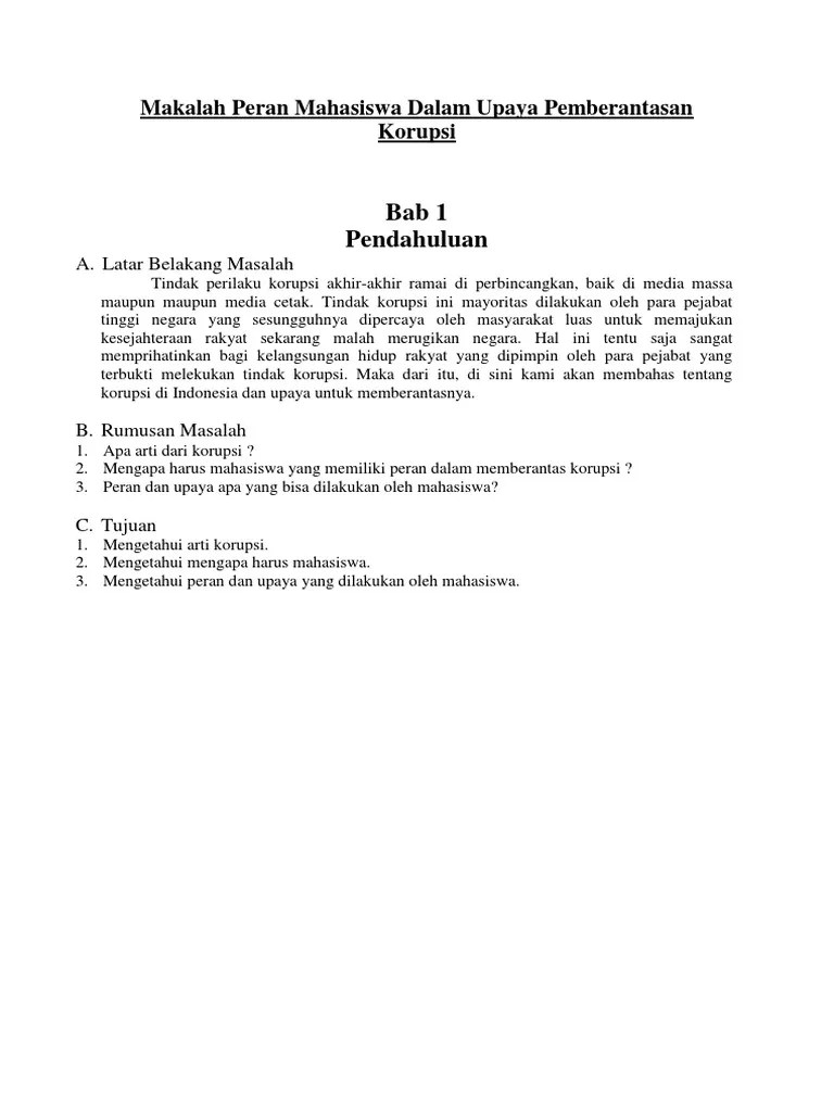 14+ Makalah Peran Mahasiswa Dalam Anti Korupsi