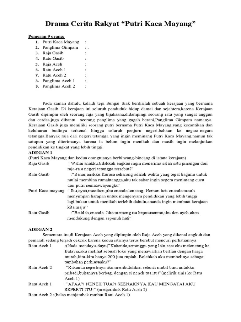 80 Contoh Naskah Lakon Cerita Rakyat