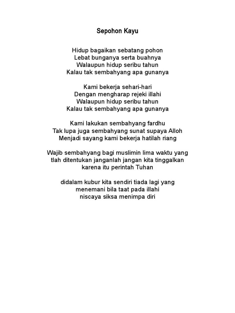 Lirik Sebatang Pohon