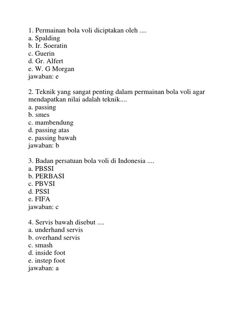 Contoh Soal Dan Jawaban Tentang Bola Voli - Kumpulan Contoh Surat dan Soal  Terlengkap