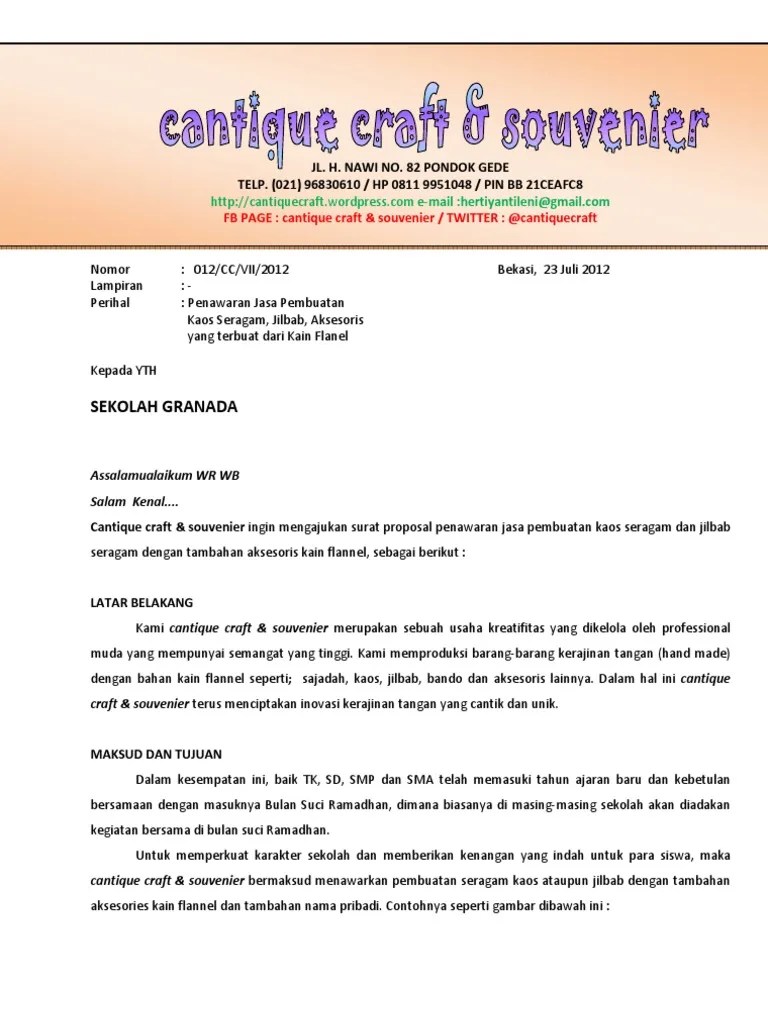 Contoh Surat Penawaran Pembuatan Kaos - Kumpulan Contoh Surat dan Soal  Terlengkap