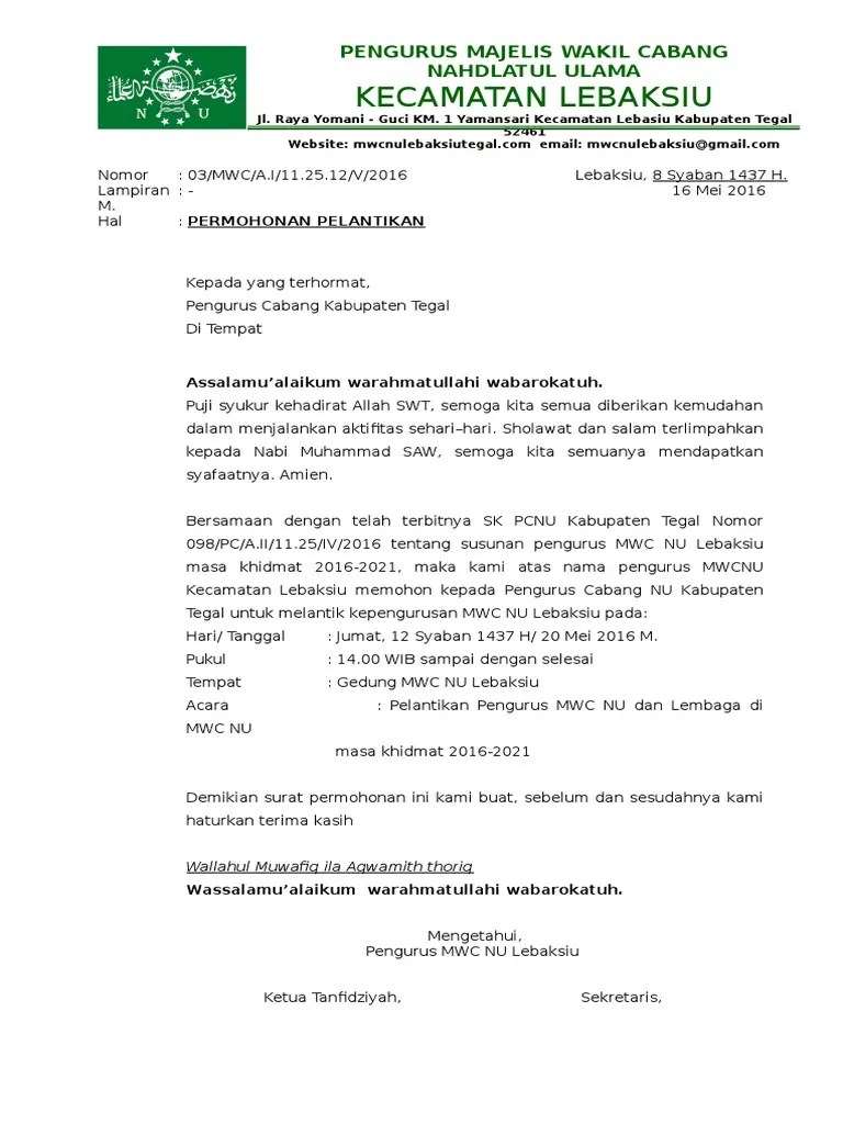 Contoh Surat Rekomendasi Dari Mwc Nu / 2 Surat Permohonan Rekomendasi For Mwc  Nu