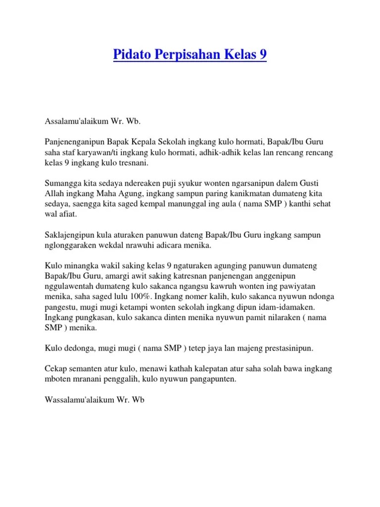 Contoh Naskah Pidato Bahasa Sunda Tentang Perpisahan Kelas 6