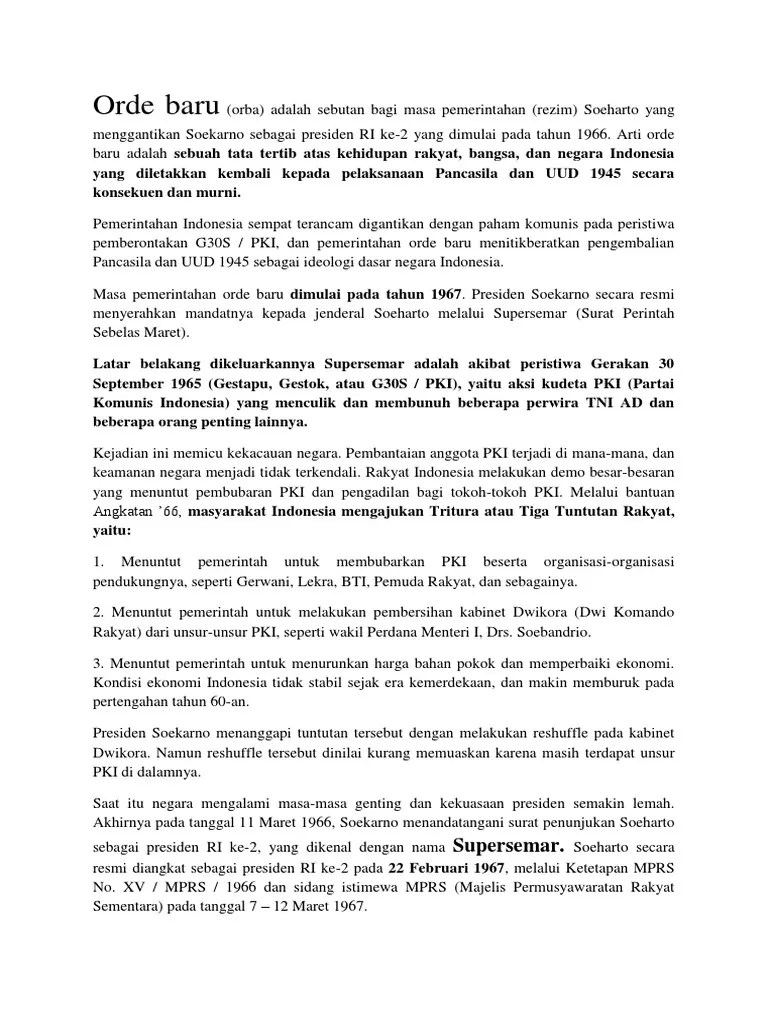 Orde Baru Terjadi Pada Tahun – Goreng