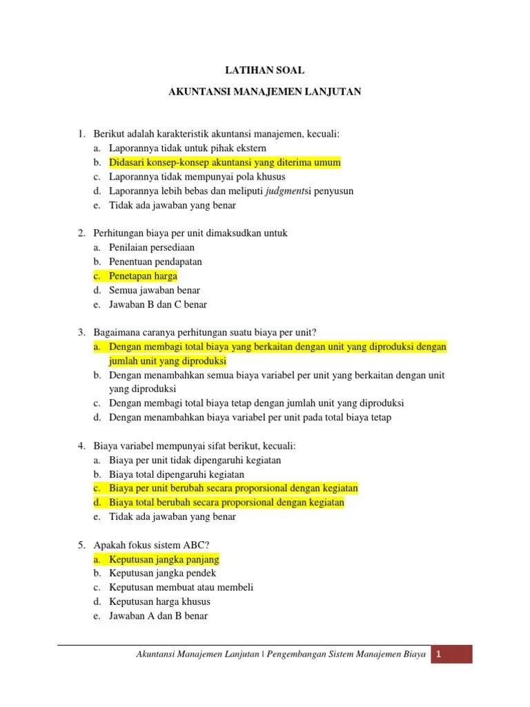 Soal Dan Jawaban Konsep Dasar Akuntansi Manajemen - Kumpulan Contoh Surat  dan Soal Terlengkap