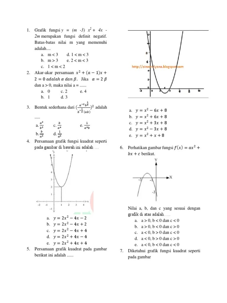 Contoh Soal Fungsi Kuadrat Definit Positif - Kumpulan Contoh Surat dan Soal  Terlengkap