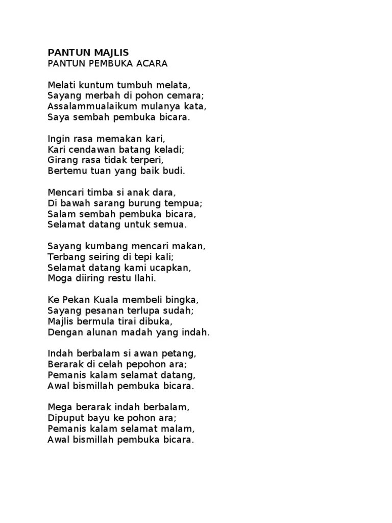 Teks Ucapan Pantun Penutup Majlis