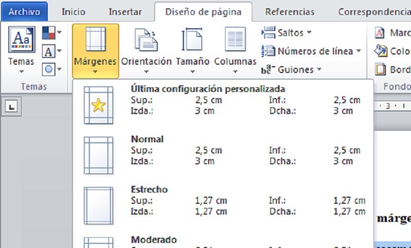 Establecer los márgenes en Word Informática cotidiana