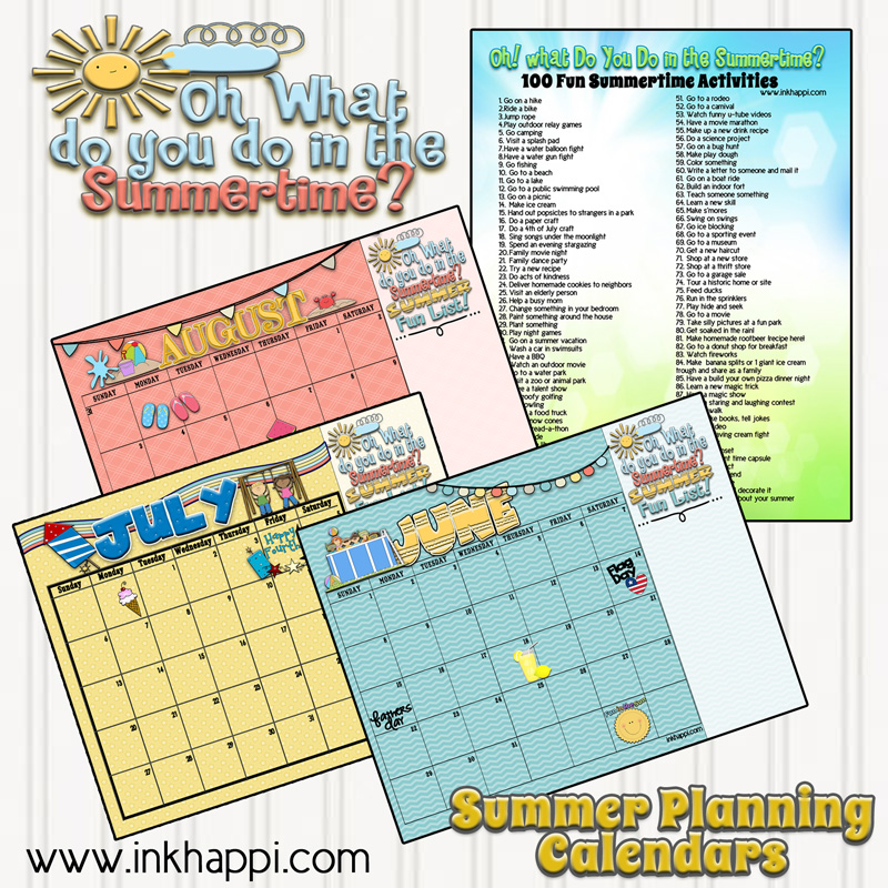 Summer Activities and Free Printable Calendars! inkhappi