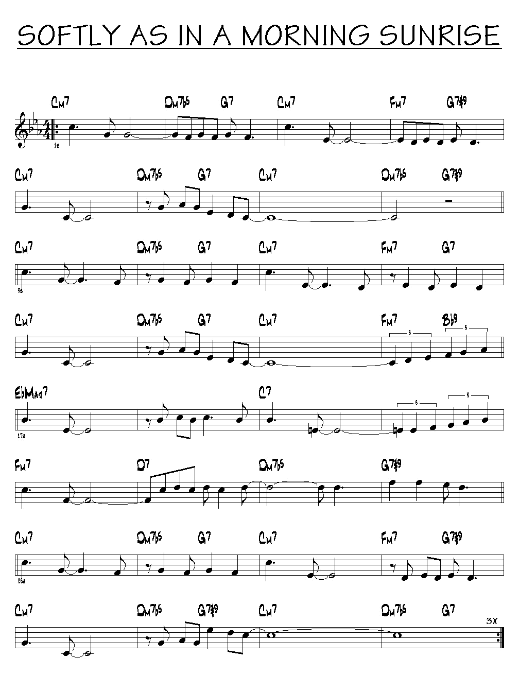 Partition gratuite Softly as in a morning sunrise, Free jazz scores