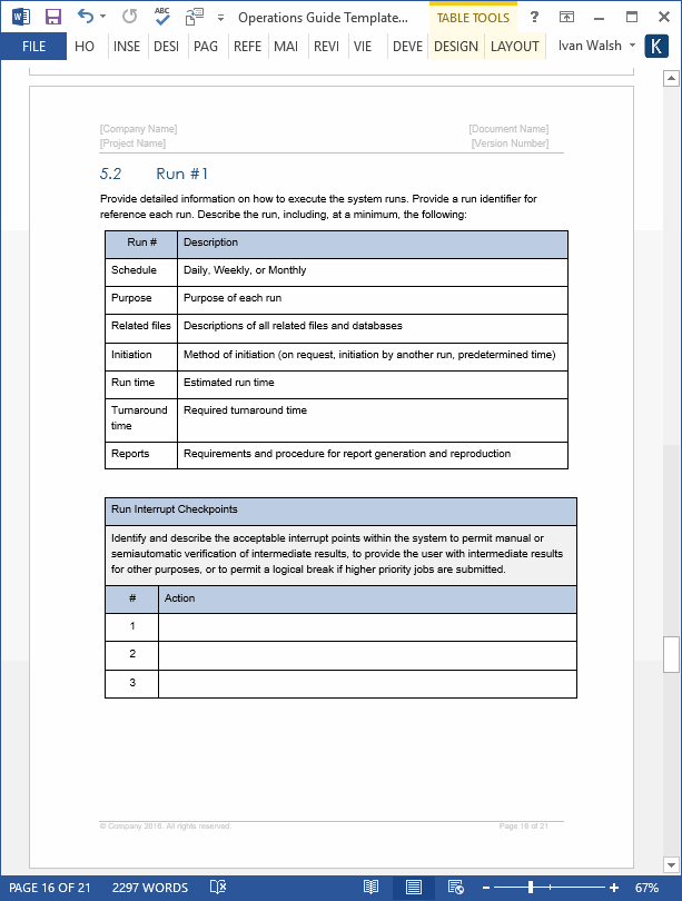 Operations Guide Template (MS Word/Excel) Templates, Forms, Checklists for MS Office and Apple