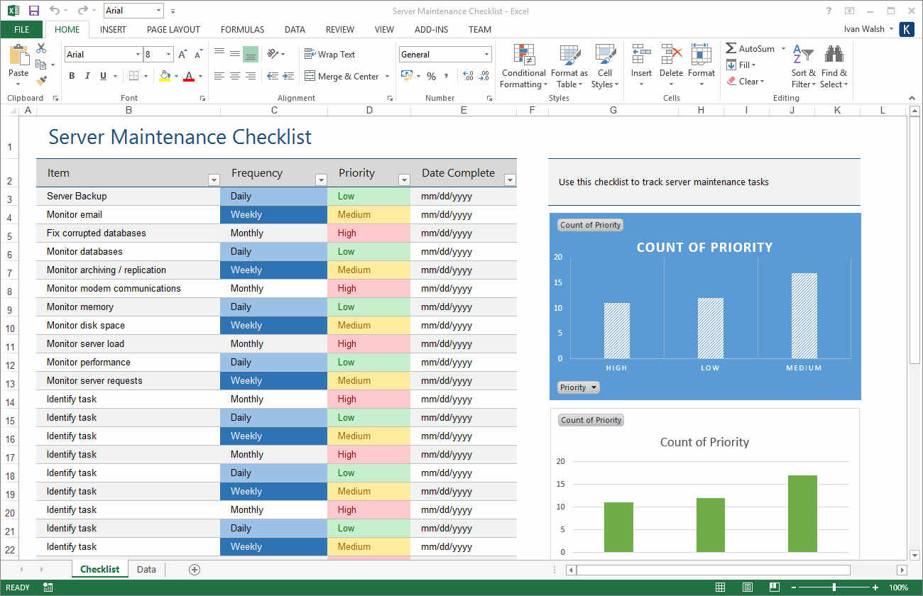Maintenance Plan Template, Checklist, Log (MS Word/Excel) Templates, Forms, Checklists for MS