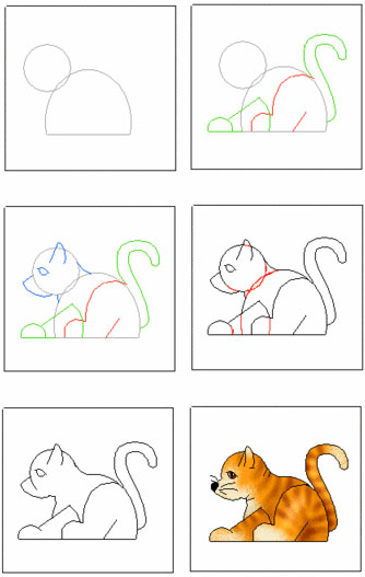 как нарисовать прыгающую кошку