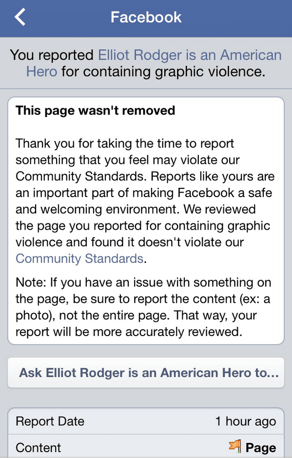 Facebook Refused to Remove Elliot Rodger Fan Page Ladyclever
