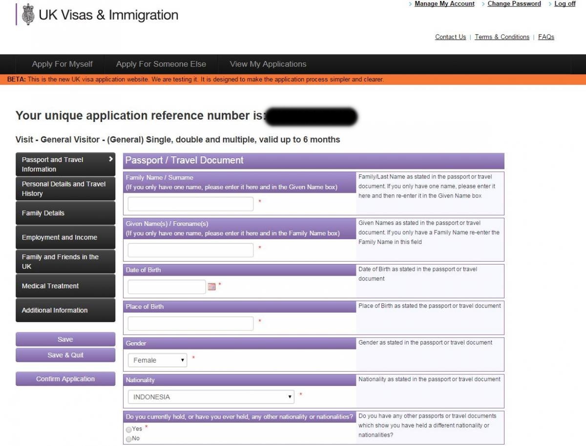 Formulir aplikasi Visa Inggris secara online
