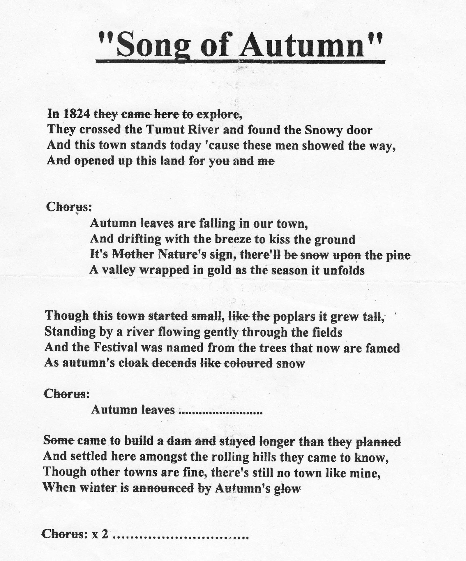 Song of Autumn Tumut Festival of the Falling Leaf Lost