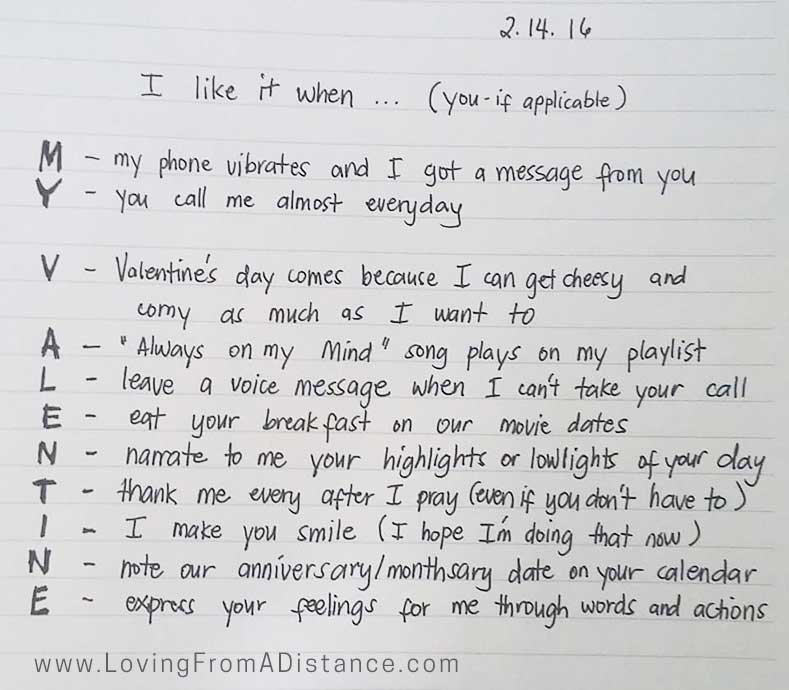 My Valentine (2 pages) Make Your Long Distance