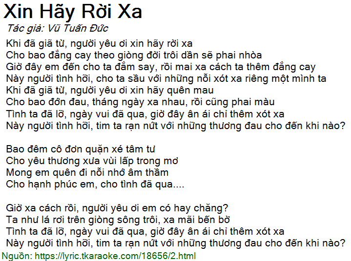 Loi bai hat Xin Hay Roi Xa (Vu Tuan Duc) [co nhac nghe][Co