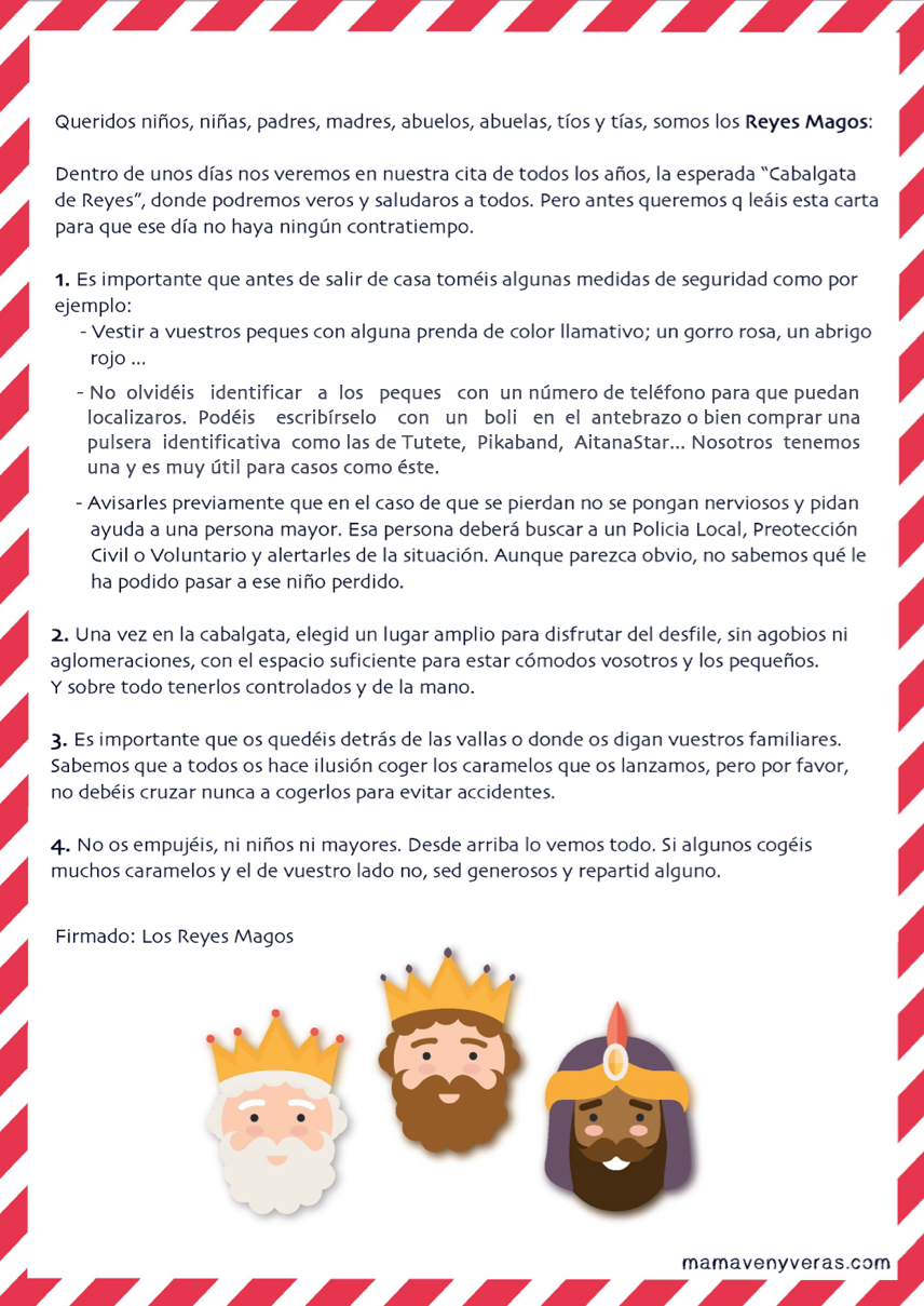 Consejos de seguridad en la Cabalgata de Reyes Mamá ven