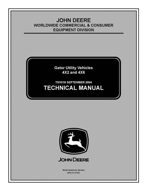 John Deere Tm1518 Technical Manual Gator 4x2 6x4 Utility Vehicles Manualexpert