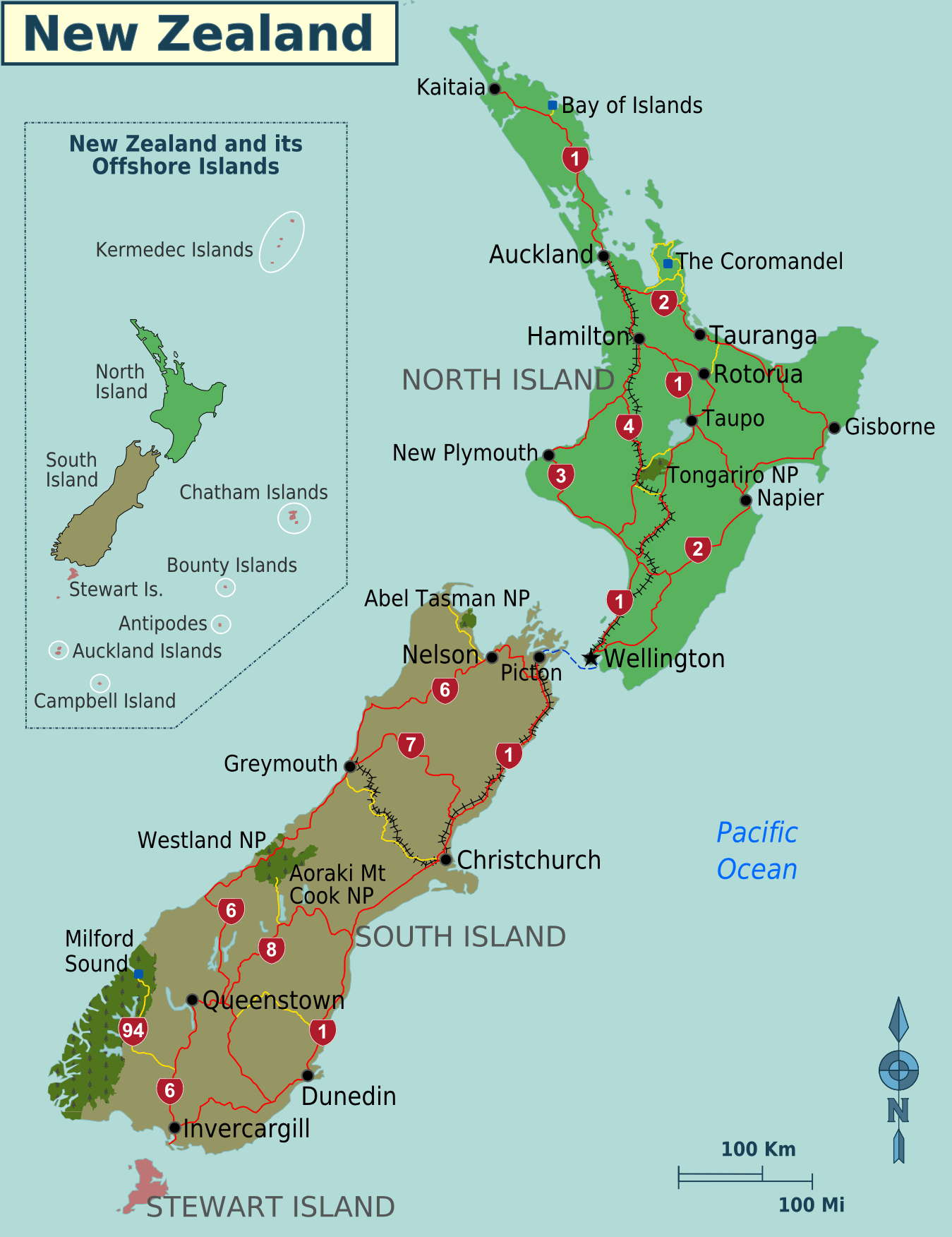 New Zealand Regions Map •