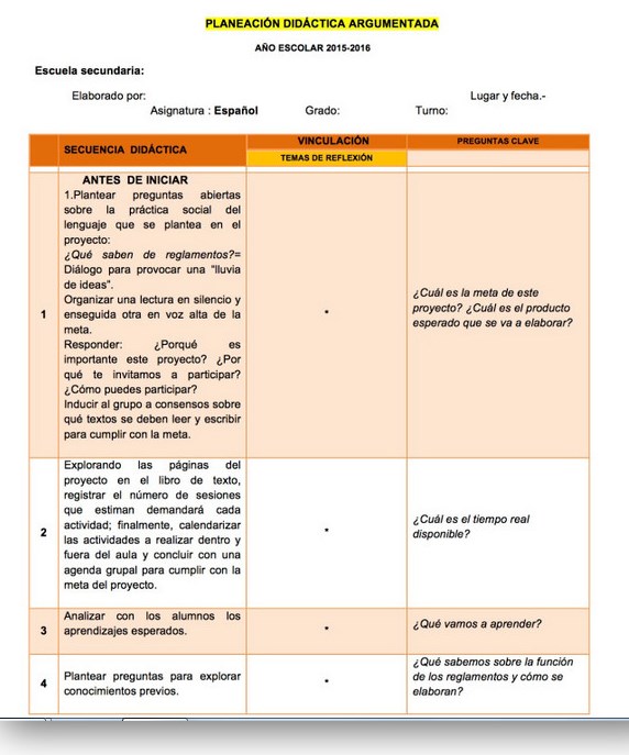 Ejemplo de una planeación argumentada y su elaboración
