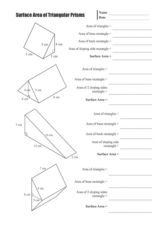 Surface Area of Triangular Prisms MathsFaculty