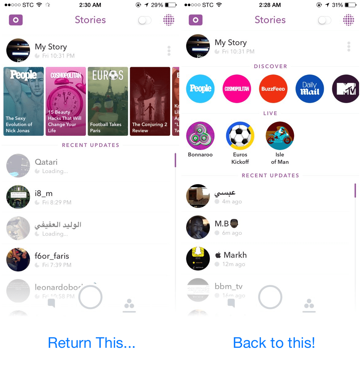 SnapOldStory reverts your Snapchat apps' Stories page to