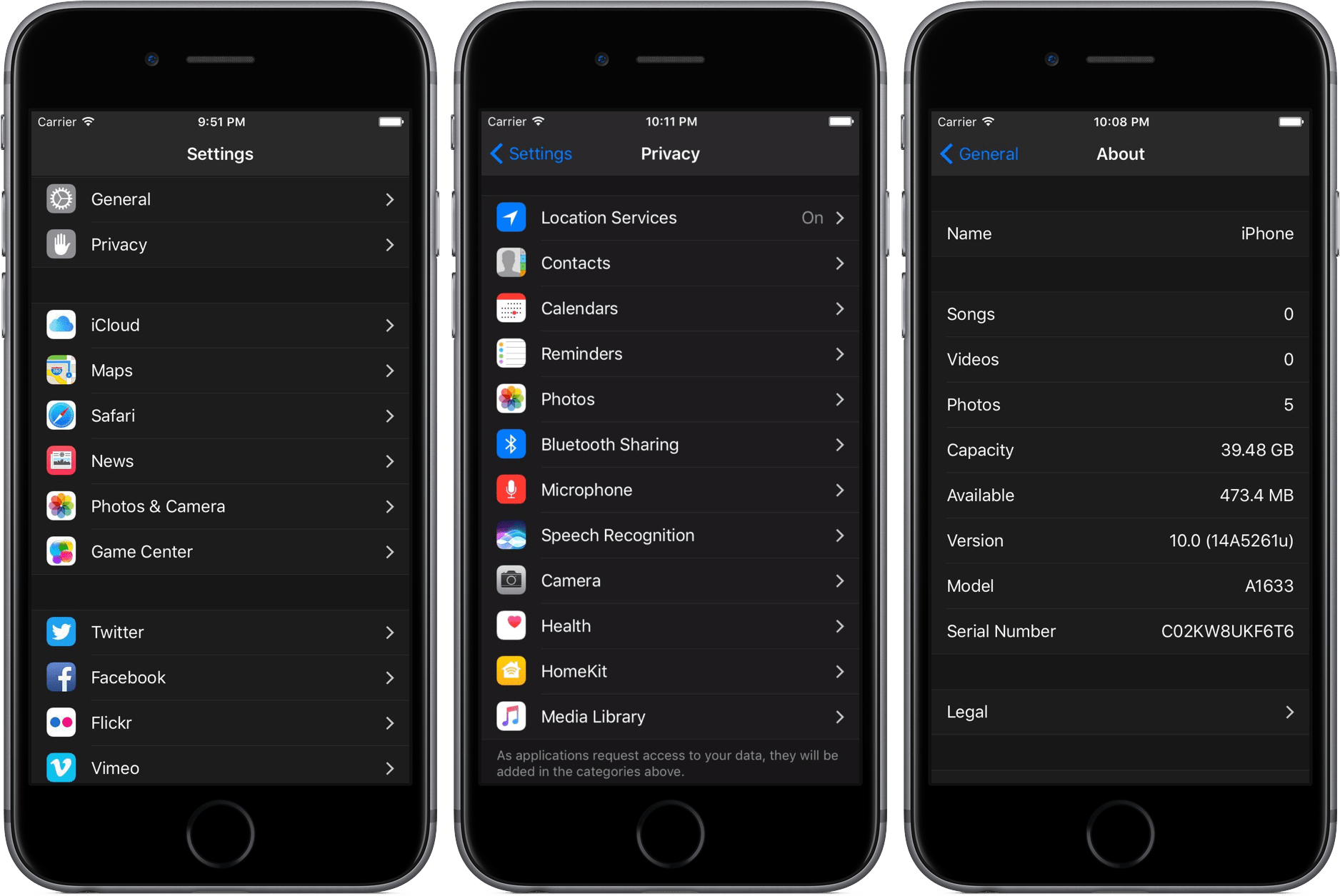 iOS 10's elusive Dark Mode shown in Settings app