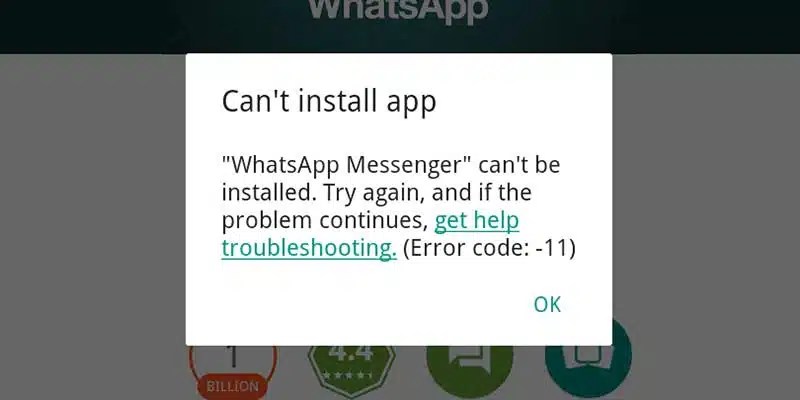 Whatsapp error code 11
