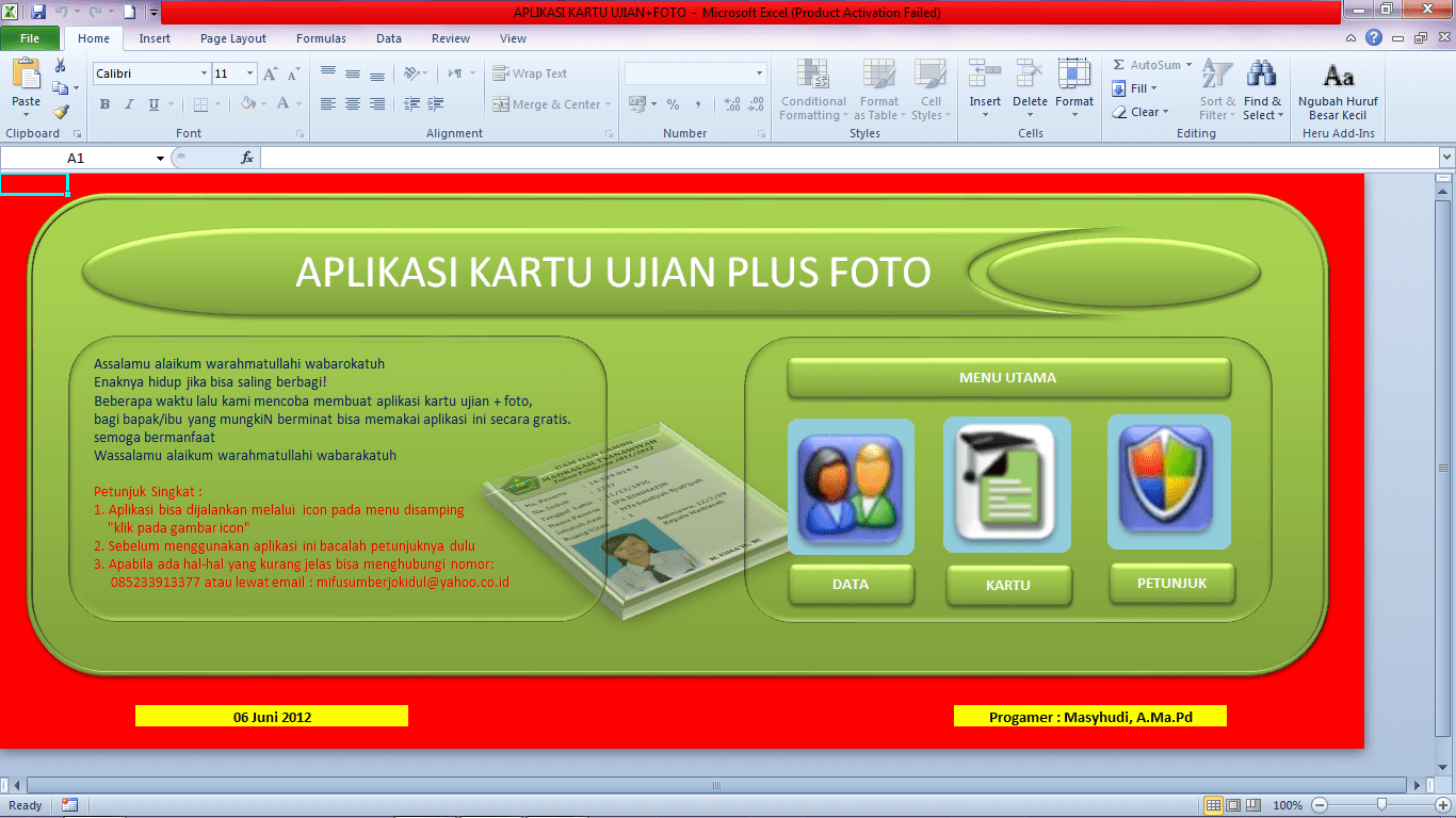 Aplikasi Kartu Ujian+Foto dengan Excel MTs Salafiyah