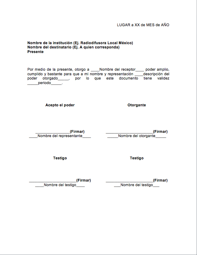 Carta Poder > Formatos y Ejemplos Mil Formatos