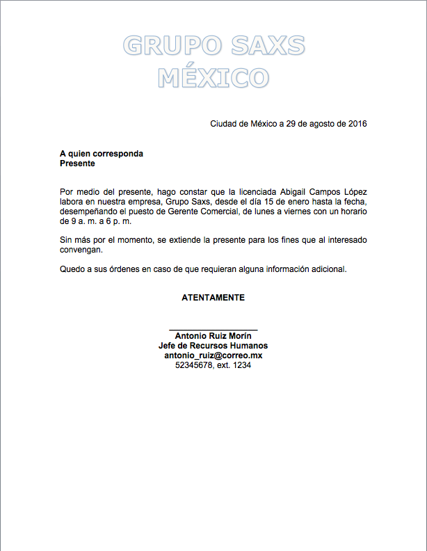 Constancia de Trabajo > Formatos y Ejemplos Mil Formatos