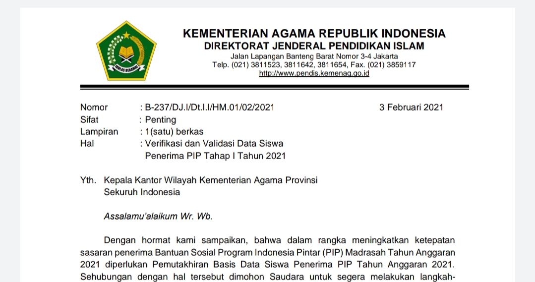 Verifikasi dan Validasi Data Siswa Penerima PIP Tahap I