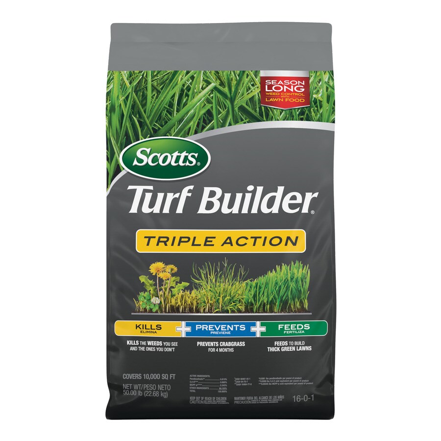 Scotts Turf Builder Triple Action 50 Lb 10000 Sq Ft 16 0 1 Weed Feed In The Lawn Fertilizer Department At Lowes Com