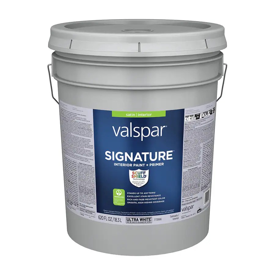 Valspar Signature Ultra White Satin Tintable Interior Paint 5 Gallon In The Department At Lowes Com