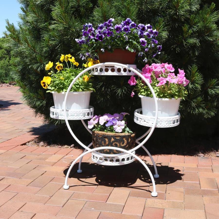 Sunnydaze Decor 28.5in White Indoor Round Steel Plant