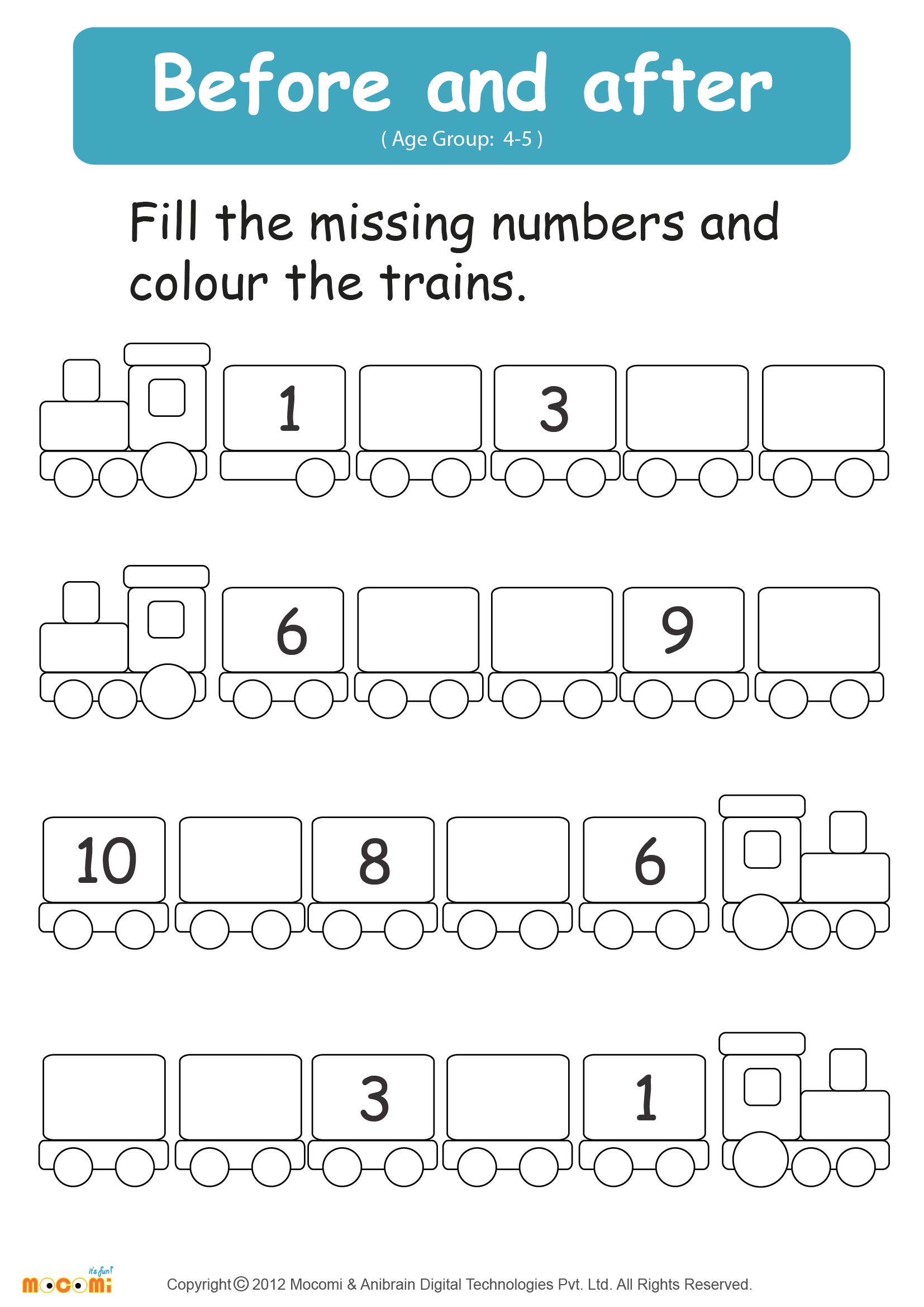 Before and After Numbers Worksheet Math for Kids
